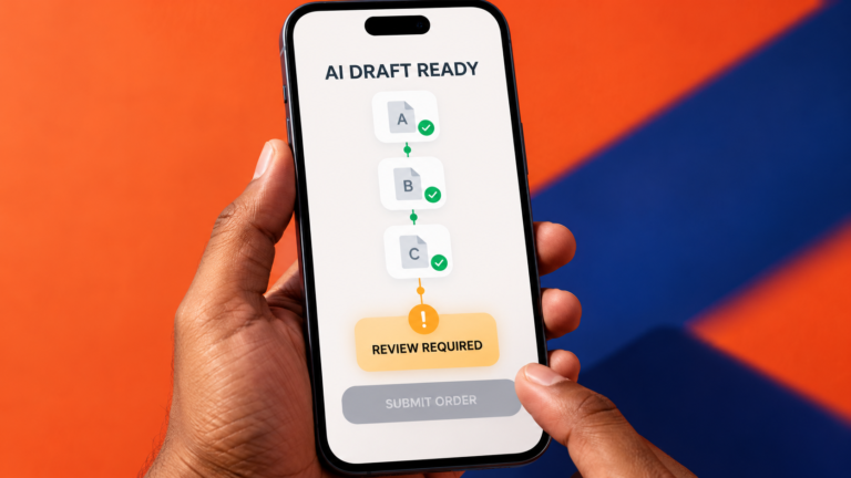 AI prepares three supplier quotations for human review before an order is submitted.