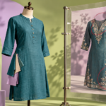 A designer compares a real kurti with an AI-generated advertising concept and marks inaccurate product details.